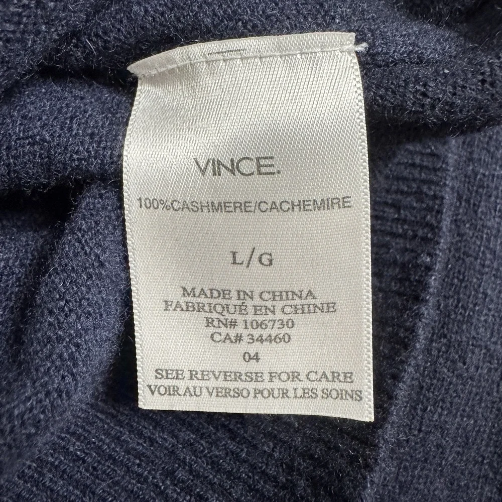 Vince Sweater Mens Large Navy Cashmere V‎ Neck Luxury Soft Minimalist